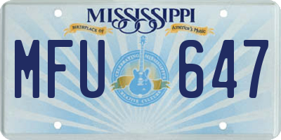 MS license plate MFU647