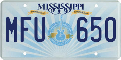 MS license plate MFU650