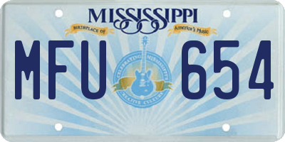 MS license plate MFU654