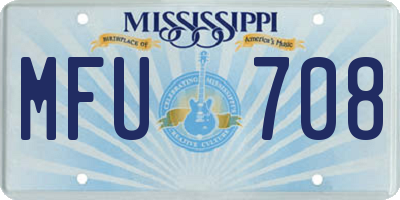 MS license plate MFU708