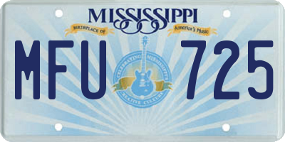 MS license plate MFU725