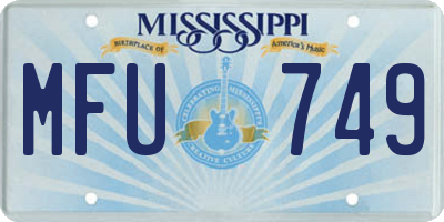 MS license plate MFU749