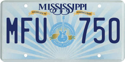 MS license plate MFU750