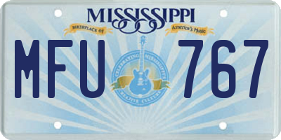 MS license plate MFU767