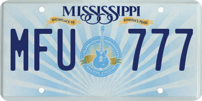 MS license plate MFU777