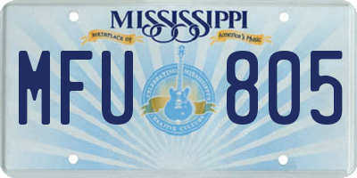 MS license plate MFU805