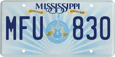 MS license plate MFU830