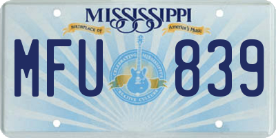MS license plate MFU839