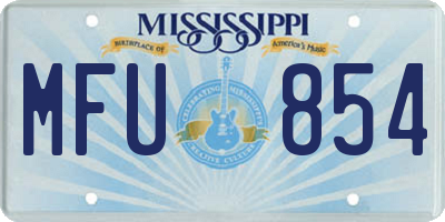 MS license plate MFU854