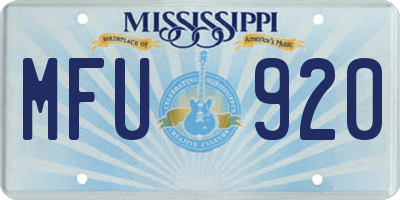 MS license plate MFU920