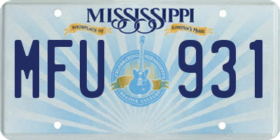 MS license plate MFU931