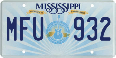 MS license plate MFU932
