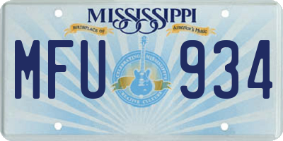 MS license plate MFU934
