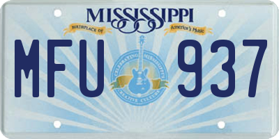 MS license plate MFU937