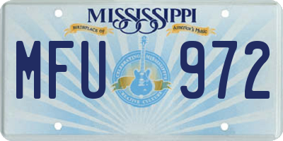 MS license plate MFU972