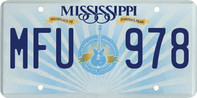MS license plate MFU978