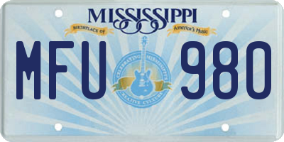 MS license plate MFU980
