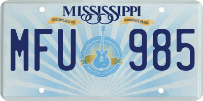 MS license plate MFU985