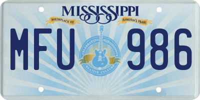 MS license plate MFU986