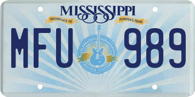 MS license plate MFU989