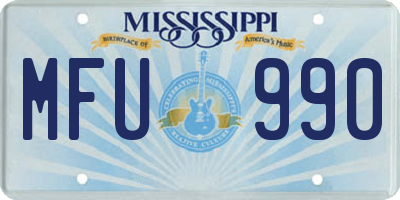 MS license plate MFU990