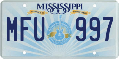 MS license plate MFU997