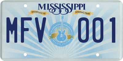 MS license plate MFV001