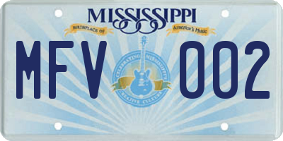 MS license plate MFV002