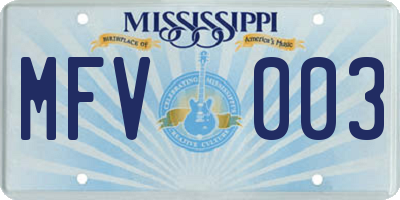 MS license plate MFV003