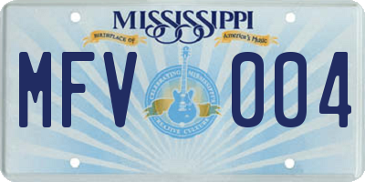 MS license plate MFV004