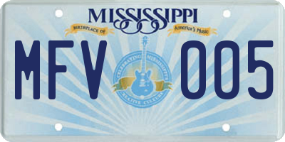 MS license plate MFV005