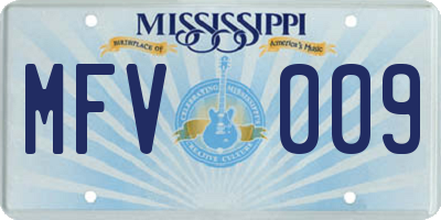 MS license plate MFV009