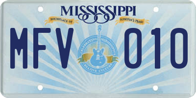 MS license plate MFV010