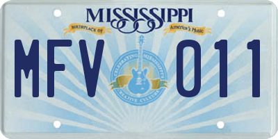 MS license plate MFV011