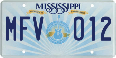 MS license plate MFV012