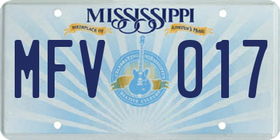 MS license plate MFV017