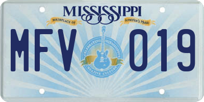 MS license plate MFV019