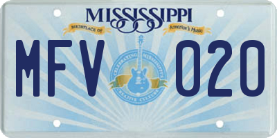 MS license plate MFV020