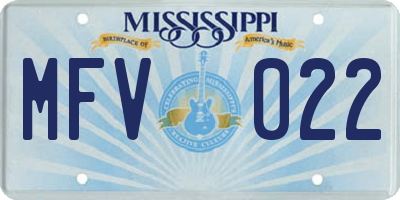 MS license plate MFV022