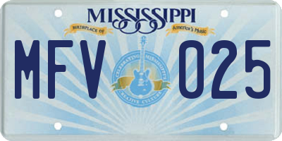 MS license plate MFV025