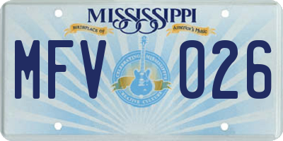 MS license plate MFV026
