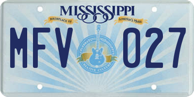 MS license plate MFV027