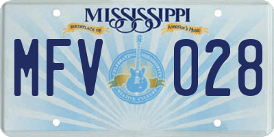 MS license plate MFV028