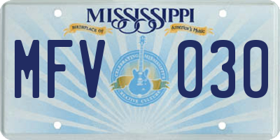 MS license plate MFV030