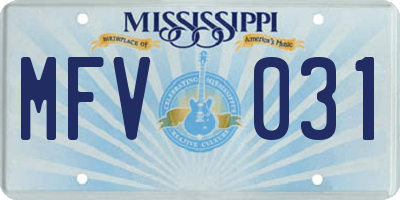 MS license plate MFV031
