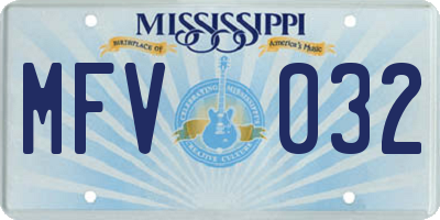 MS license plate MFV032