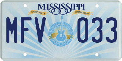 MS license plate MFV033