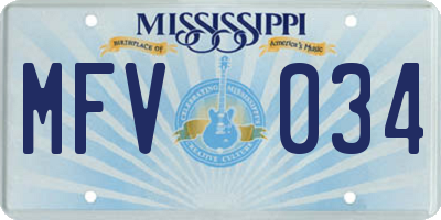MS license plate MFV034