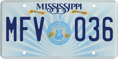 MS license plate MFV036