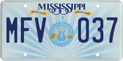 MS license plate MFV037